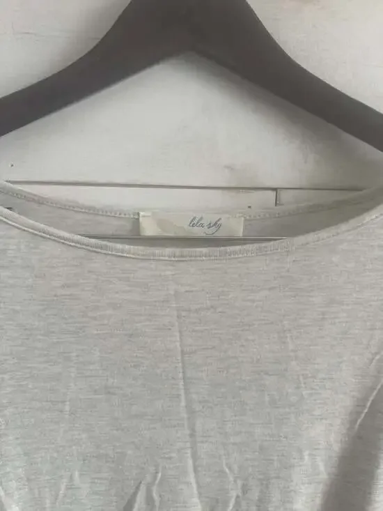 Lela Sky Heather Gray Tie-Front Long Sleeve Cropped Top - Picture 2 of 2